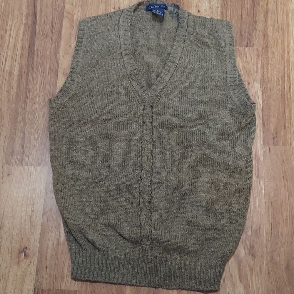 VTG mens sweater vest brown medium